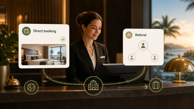 Illustration of a direct booking and local referral network.